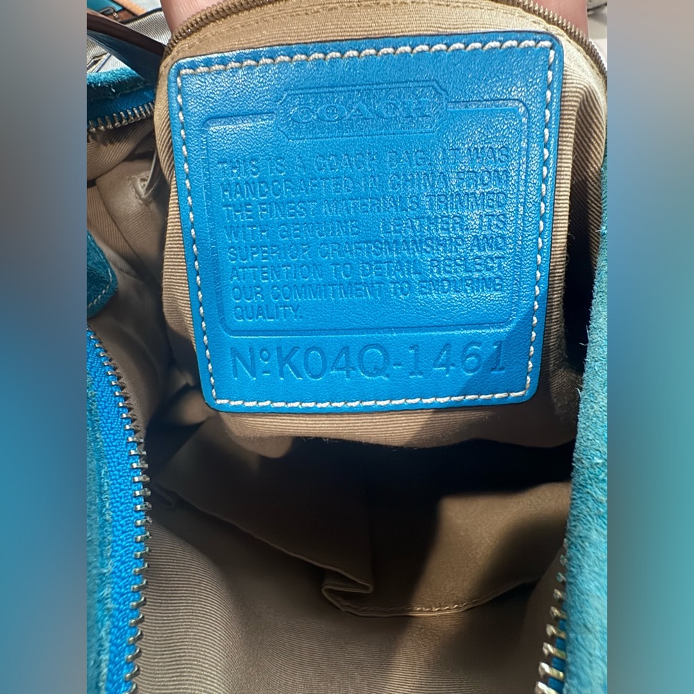 Coach Blue Signature Suede Hobo Bag #1461 - Picture 3 of 10